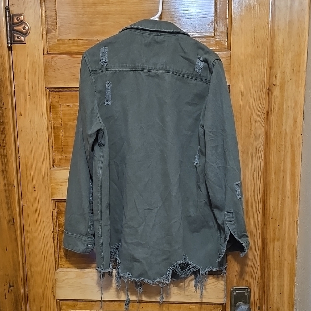 American Bazi Distressed Green Utility Jacket L - Picture 3 of 3